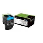 Lexmark 70C80C0 Cyan Toner Cartridge (Genuine)