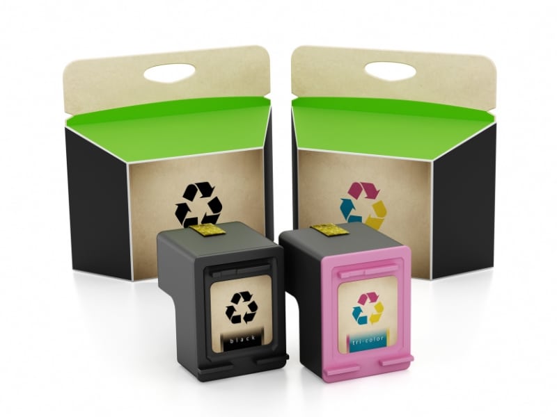 Eco-friendly Printer Cartridges Online with recycling packaging for black and colour ink